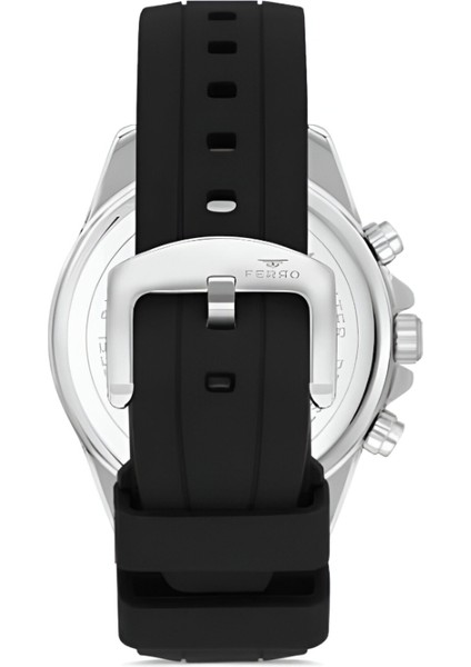 Ferro Siyah Silikon Kordon Erkek Kol Saati Tüm Fonksiyonlar Aktif 3 Atm Su Geçirmez TH-FM31380DWT-J fiyatları