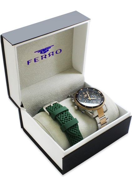 Ferro Çelik-Silikon Değiştirebilir Çift Kordunlu Erkek Kol Saati TH-FM31920D-ZG modelleri