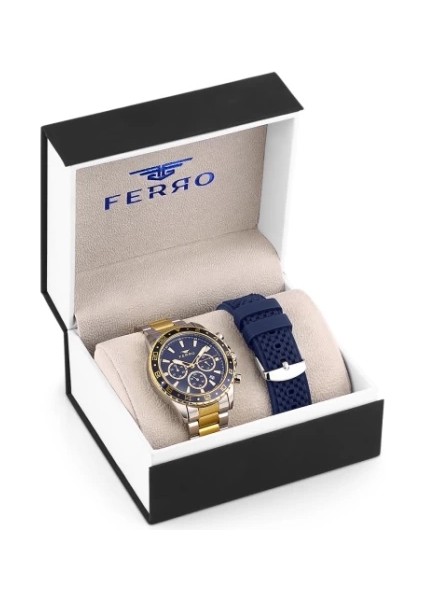 Ferro Çelik-Silikon Değiştirebilir Çift Kordunlu Erkek Kol Saati TH-FM31927DA-D3 modelleri