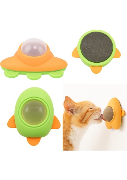 Doğal Catnipli Döner Kedi Yalama Topu Kedi Oyuncağı Ufo Model