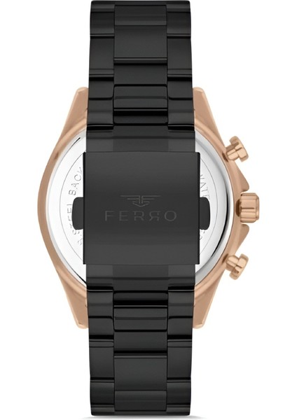 Ferro Siyah Çelik Kordon Erkek Kol Saati Fonksiyonlar Aktif 3 Atm Su Geçirmez TH-FM31455A-R fiyatları