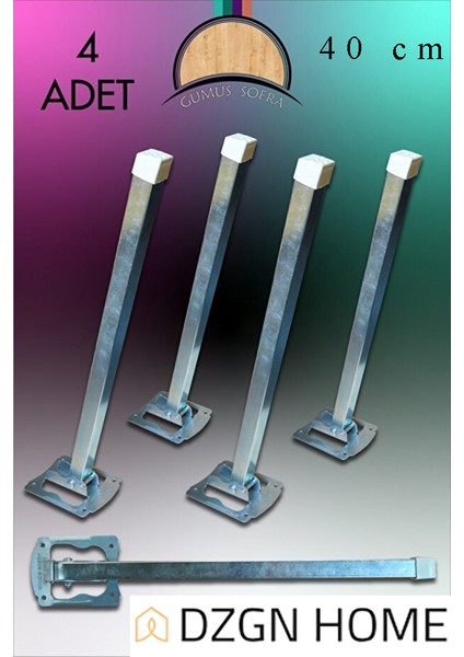 Metal 4'lü Takım Sofra Ayağı - Metal Katlanır Yer Sofrası Ayağı 40 cm