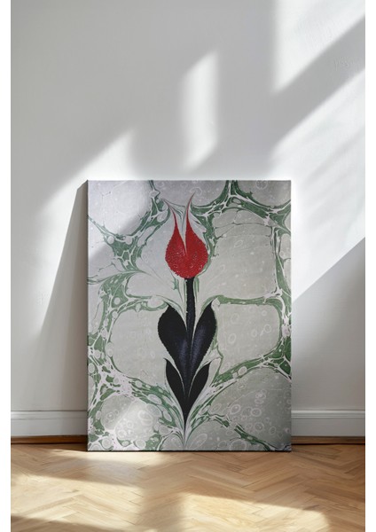Ebru Lale Figürü - Kanvas Tablo - Geleneksel Türk Sanatı Modern Duvar Dekoru fiyatları