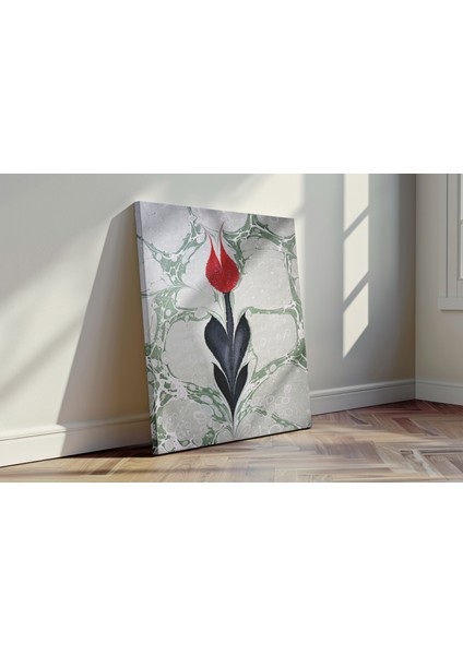 Ebru Lale Figürü - Kanvas Tablo - Geleneksel Türk Sanatı Modern Duvar Dekoru modelleri