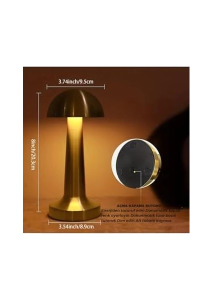 LED Şarj Edilebilir Taşınabilir Masa Lambası - Dokunmatik Aç/kapa ve Parlaklık Ayarı, 3 Renk Seçeneği (, ) fiyatları