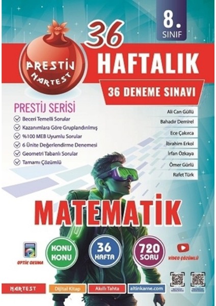 Nartest,ankara 8.sınıf (Lgs) Matematik 36 Haftalık Deneme Güçlendiren Soru Bankası + 1 Deneme Hediye fiyatları