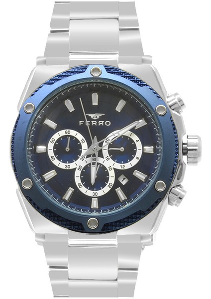 Ferro Gümüş Renk Çelik Kordunlu Erkek Kol Saati TH-FM31397AWT-L3