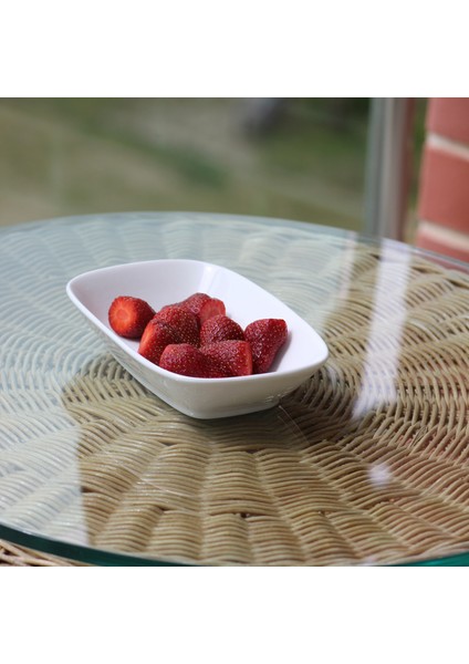 17 cm Porselen Kare Kare Kayık Tabak Kahvaltılık Mezelik 6 Adet