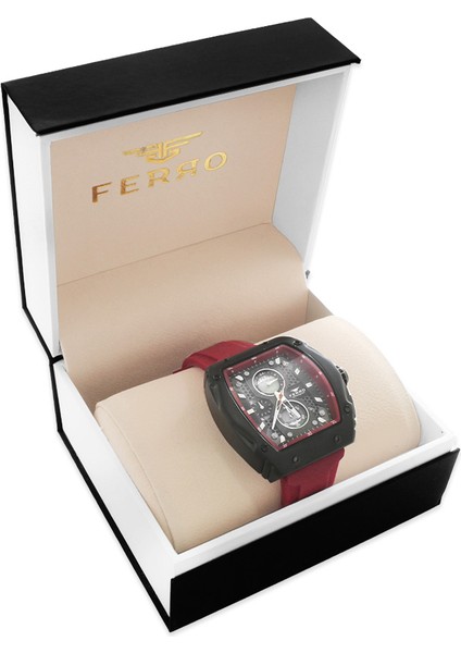 Ferro Kırmızı Renk Silikon Kordunlu Erkek Kol Saati TH-FM31351DWT-ZK fiyatları