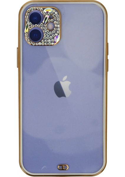 Ieg iPhone 12 Kılıf Liva Taşlı Silikon - Beyaz