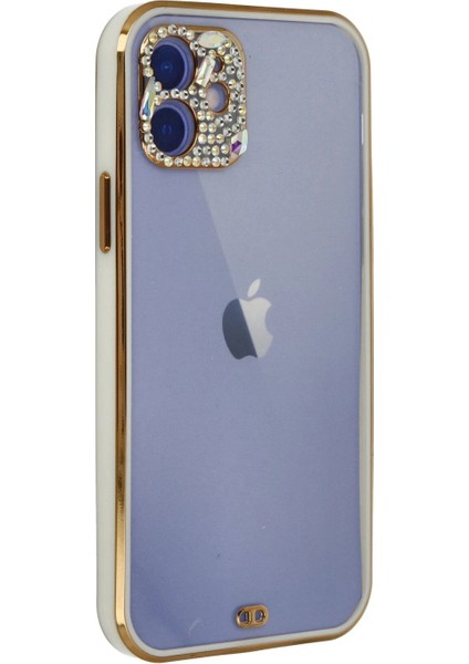 Ieg iPhone 12 Kılıf Liva Taşlı Silikon - Beyaz modelleri