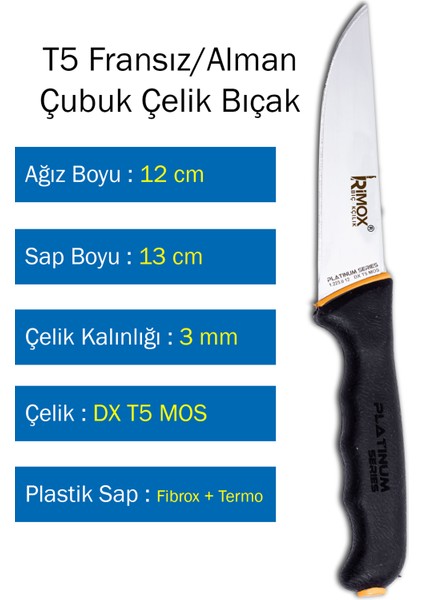 Platinium Serisi Kasap ve Ev Mutfak Bıçağı Çelik Kasap No:0 modelleri