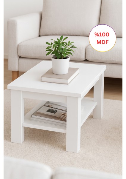 Tamamen Mdf Dikdörtgen Raflı Orta Sehpa 50X100 cm fiyatları