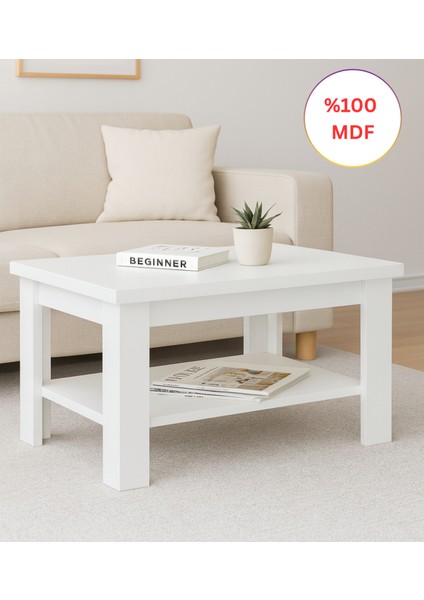 Tamamen Mdf Dikdörtgen Raflı Orta Sehpa 50X100 cm modelleri