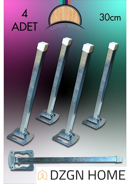 Metal 4'lü Takım Sofra Ayağı - Metal Katlanır Yer Sofrası Ayağı 30 cm