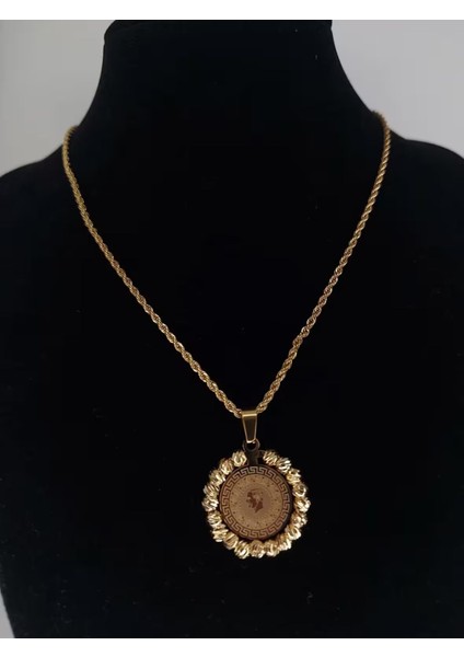 Altın Kaplama 316L Çeyrekli Dorika Modeli Burgu Zincirli Çelik Kolye fiyatları