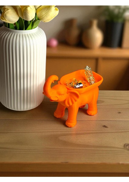 Fil Tasarımlı Turuncu Takı Kutusu | Dekoratif Takılık Organizer