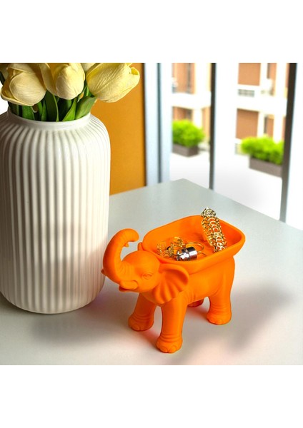 Fil Tasarımlı Turuncu Takı Kutusu | Dekoratif Takılık Organizer indirimleri