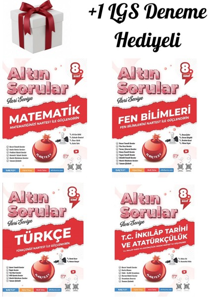 Nartest 8.sınıf (Lgs) Matematik,fen,türkçe,tarih Altın Sorular Ileri Seviye Soru Bankası +1 Deneme