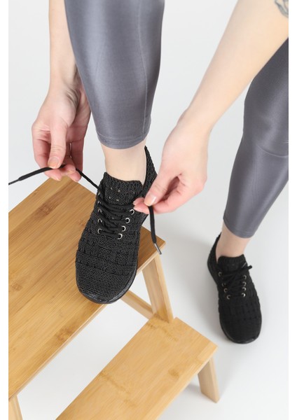 Luzia Zarif Tasarım Model Dantel Tasarım Kadın Spor Ayakkabı Siyah indirimleri