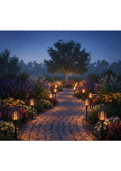 Alev Efektli Solar Bahçe Lambası modelleri