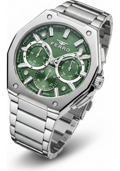 Ferro Gümüş Renk Çelik Kordon Erkek Kol Saati Fonksiyonlar Aktif 3 Atm Su Geçirmez TH-FM43023AWT-A6