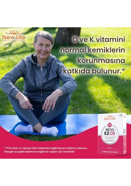 New Life Mena K2 D3 30 Kapsül - 100MCG K2 Vitamini + 1000IU D3 Vitamini modelleri