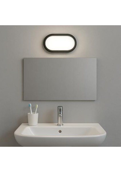 20W IP65 Oval Siyah LED Tavan ve Duvar Lambası | 6500K Beyaz Işık | Su Geçirmez Bahçe Aydınlatma | 2000 Lümen | 270X147X78MM (220V) fiyatları