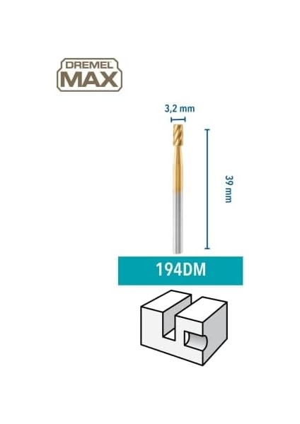 194DM Max Yüksek Silindirik Şekilli Oyma Ucu 3,2 Mm, 2'li fiyatları