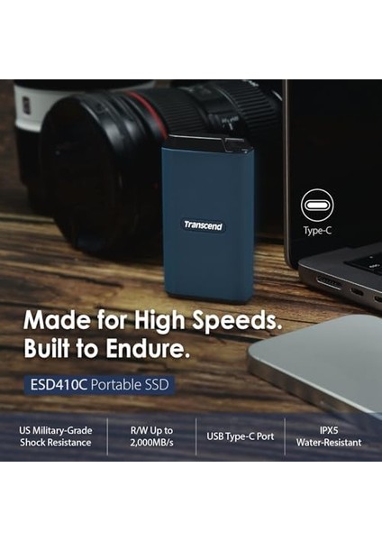 Transcend TS2TESD410C 2tb, Usb/type-C 20GBPS, Okuma/yazma Hızı 2000 Mb/s Taşınabilir Harici SSD fiyatları