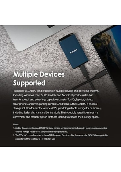 Transcend TS2TESD410C 2tb, Usb/type-C 20GBPS, Okuma/yazma Hızı 2000 Mb/s Taşınabilir Harici SSD modelleri