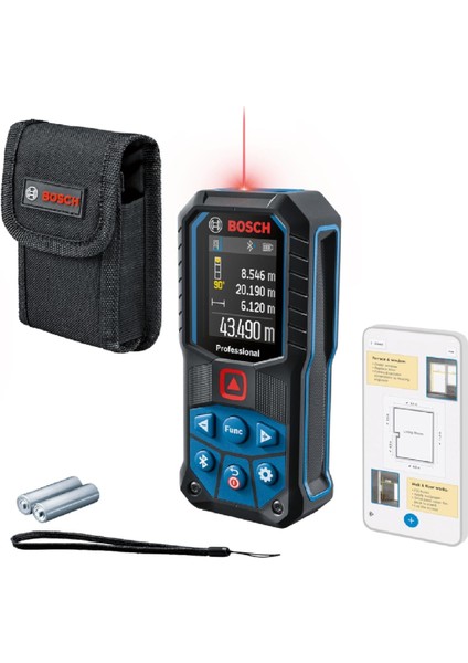 Professional Glm 50-27 C Uzaklık Ölçer (50M Ölçme Alanı, 4 Sn. Ölçme Süresi, 2 x Aa Pil, Ip 65 Toza Karşı Koruma Sistemi, Kırmızı, Taşıma Kayışı, Koruma Çantası)