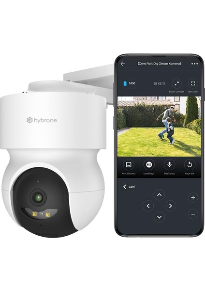 Omni Volt Dış Ortam Wi-Fi Akıllı Kamera, Renkli Gece Görüşü, 360 Derece Görüntüleme, Insan Algılama, Çift Yönlü Sesli Görüşme, Siren