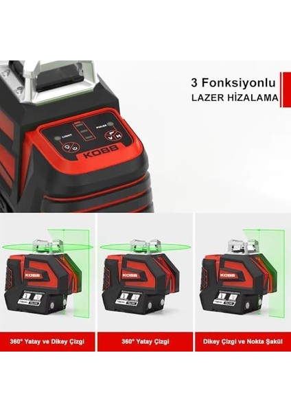KBL32GTP Profesyonel Li-Ion Yatay 360° ve Dikey Otomatik Hizalamalı Yeşil Nokta Şakül ve Yeşil Çapraz Çizgi Distomat + modelleri