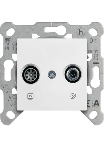 Karre/meridian Beyaz Tv Sat Geçişli 8db Mekanizma ve Düğme/kapak