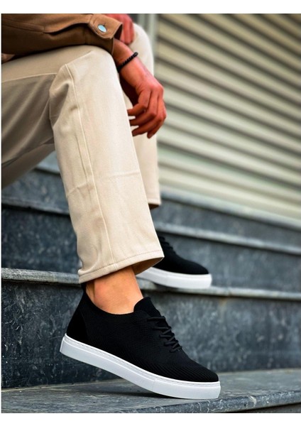 ZRN-101 Siyah Beyaz Premium Triko Bağcıklı Günlük Erkek Ayakkabı indirimleri