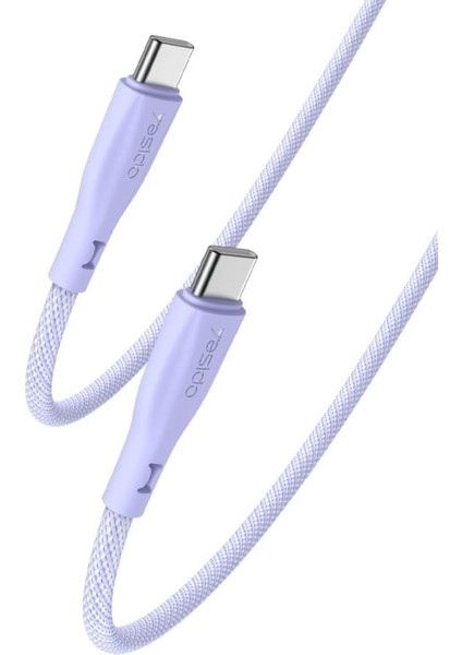 1.2m 60W Type-C To Type-C Pd Hızlı Şarj Kablosu - Mor