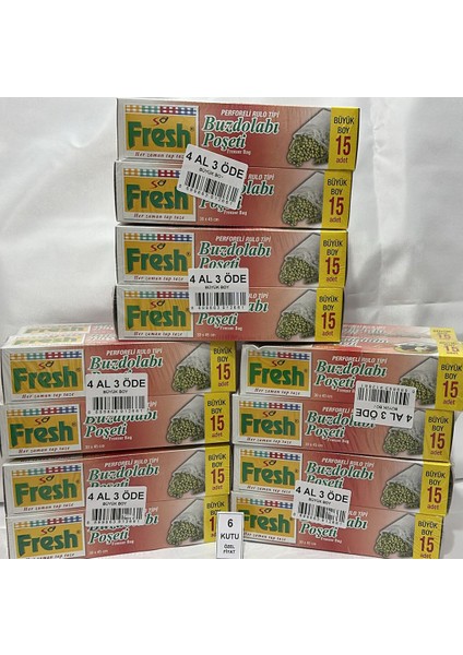 x 6 Paket Buzdolabı Poşeti Büyük Boy (4 Al 3 Öde) fiyatları