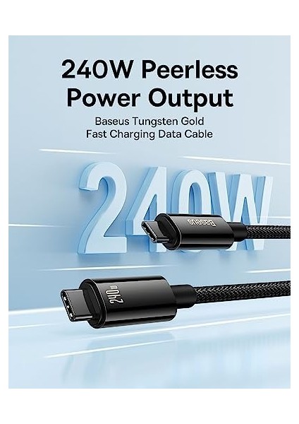 Tungsten Hızlı Şarj Data Kablosu Type-C To Type-C 240W 1m Siyah modelleri