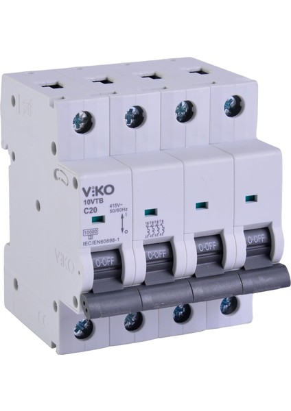 10VTB-4C20 Otomatik Sigorta 10KA C Tipi 4 Kutup 20A