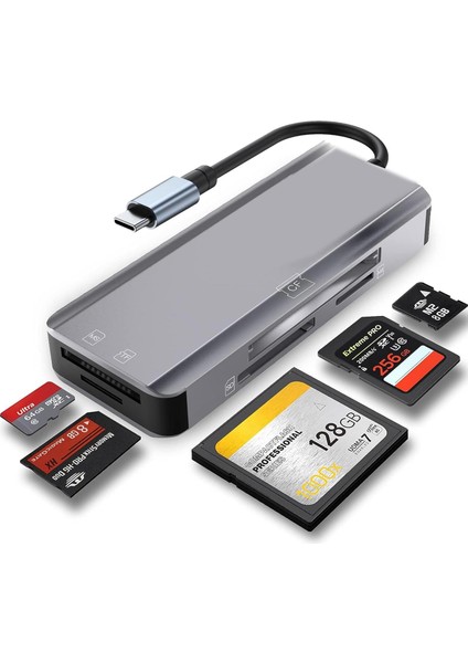 MT89 5in1 USB 3.1 Type-C Otg Cf Kart Okuyucu Mac 15 16 ile Uyumlu Metal Kasa