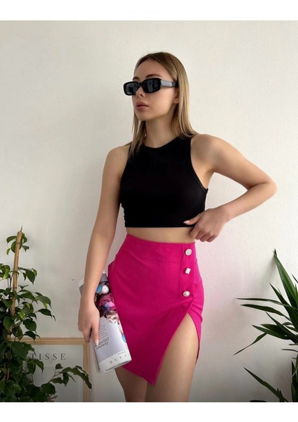 Üç Taşlı Fashion Mini Etek Pembe modelleri