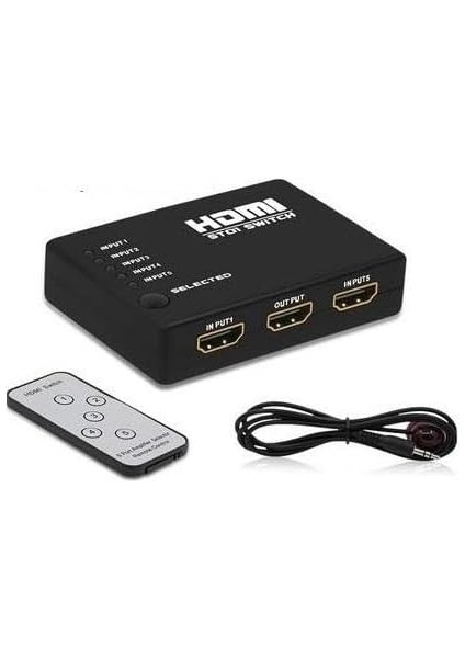 Temiz Pazar HDMI Çoklayıcı Çoğaltıcı Switch 5 Port Kumandalı Ir Alıcılı