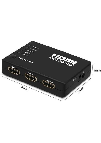 Temiz Pazar HDMI Çoklayıcı Çoğaltıcı Switch 5 Port Kumandalı Ir Alıcılı fiyatları
