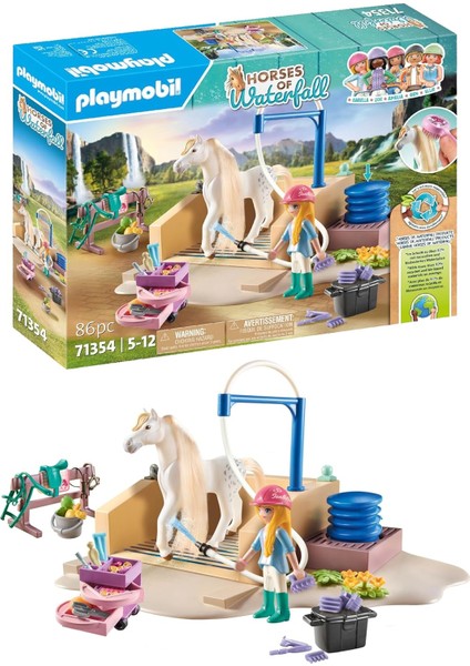 Of Waterfall 71354 Isabella & Lioness Yıkama Alanlı, Kapsamlı At Bakımı, Geniş Binicilik ve Birlikte Selfieler, 5 Yaşından Büyük Çocuklar Için Sürdürülebilir Oyuncak
