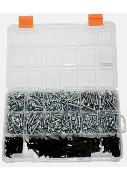 555 Adet 16 Çeşit Matkap Uçlu Vida Seti, Yhb Akıllı Vida,ysb Akıllı Vida ve Alçıpan Vidası