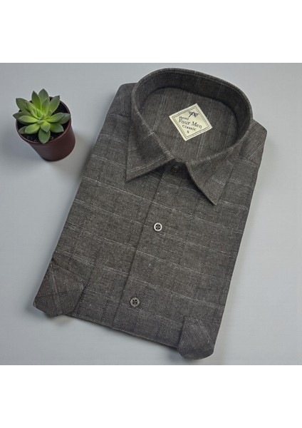 Klasik %100 Cotton Uzun Kollu Terletmeyen Kışlık Flanel Terletmeyen Gömlek (Regular Kalıp)