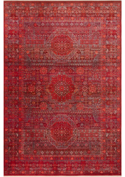 Caretta 20 Red Yumuşak Doku Vintage Eskitme Desenli Sıcak Renk Tonlarına Sahip Salon Halısı