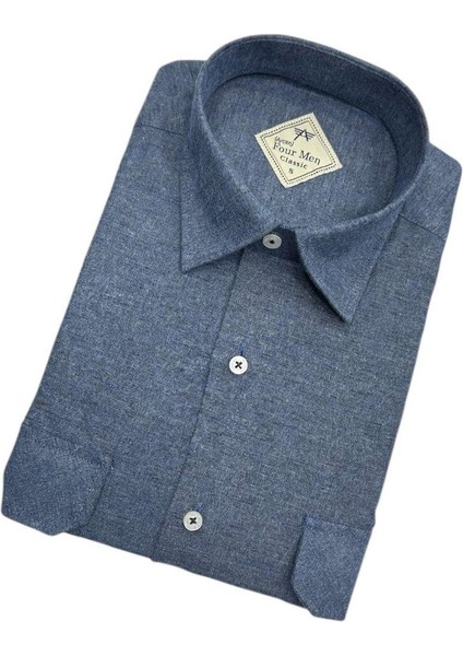 İndigo Klasik %100 Cotton Uzun Kollu Terletmeyen Kışlık Flanel Gömlek (Regular Kalıp) fiyatları