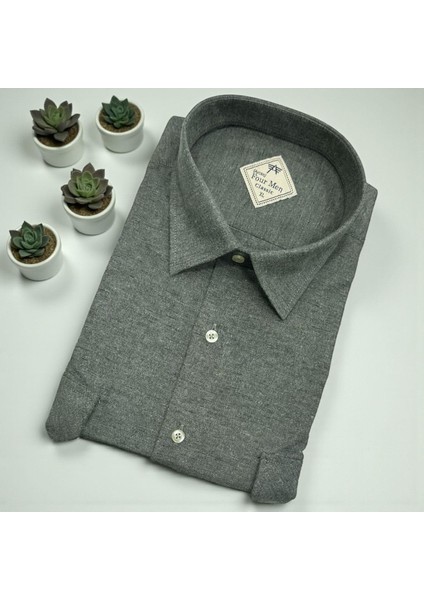 Klasik %100 Cotton Uzun Kollu Terletmeyen Kışlık Flanel Terletmeyen Gömlek (Regular Kalıp)